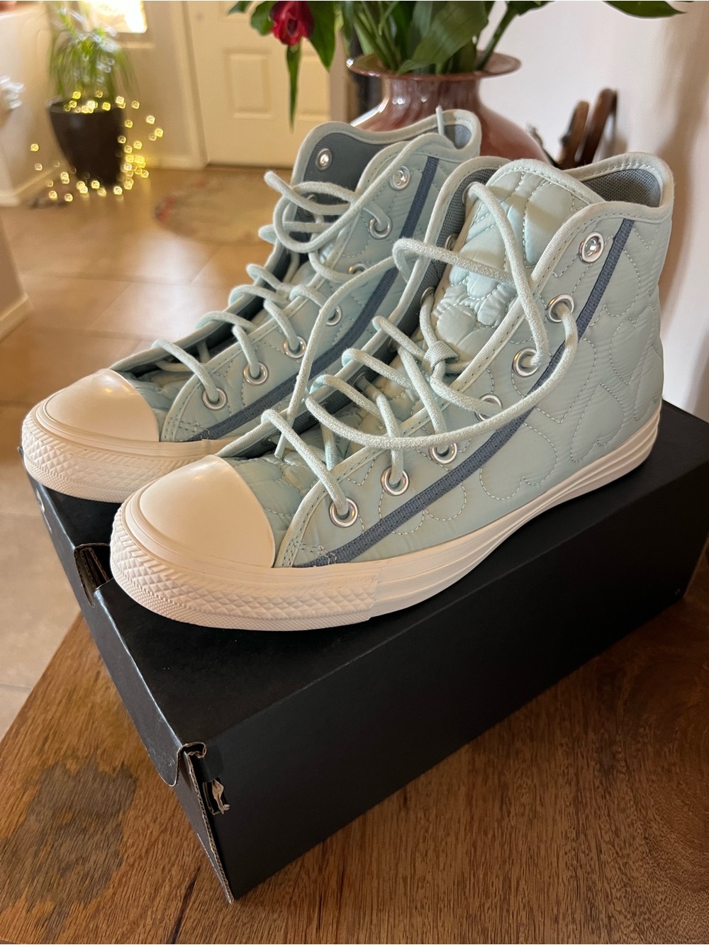 Converse Quilted High Top Sneakers — Light Mint Blue - Picture 2 of 6